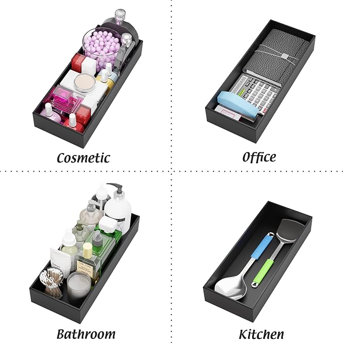 Black Bamboo Drawer Organizer - Silverware&Utensil Holder Organizer for Kitchen Drawers, Multi-Use Drawer Dividers Boxes for Bathroom Counter,Cabinet, Garage, Office Desk, Makeup, Jewelry (15"6"2.5")-Ruum Studio Home