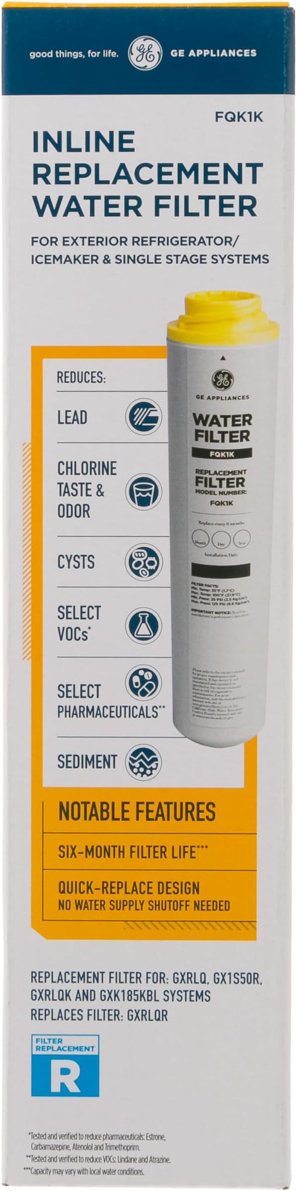 GE FQK1K Under Sink Water Filter | Replacement for Water Filtration System | Easy Install | Reduces Sediment, Rust & Other Impurities from Water | Replace Every 6 Months for Best Results | 1 Filter-Ruum Studio Home