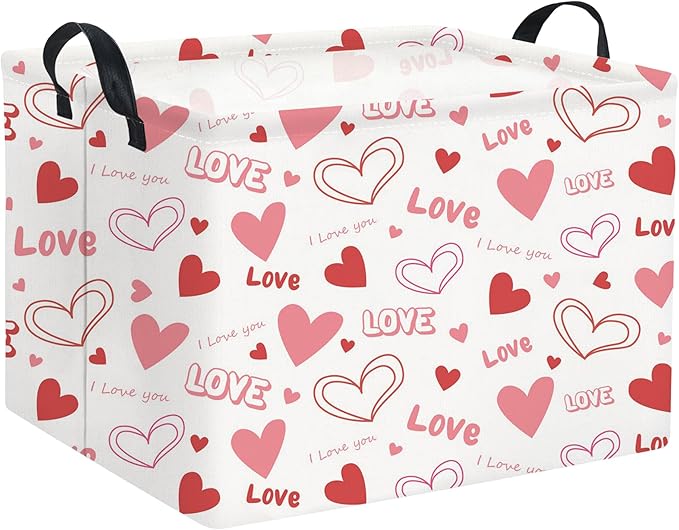 HIYAGON Rectangular Valentines Gift Basket - Pink Love Room Decor-Ruum Studio Home
