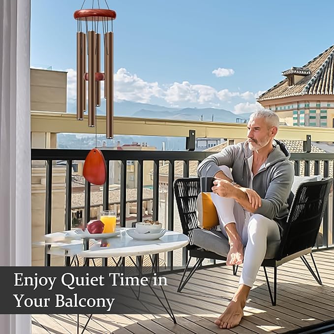 28" Wind Chime for Mothers Day, Decorative Wind Chimes for Outside, Memorial Windchimes Remembrance Gift for Women Mom Grandma, Metal Wind Chimes Outdoor Decor for Garden Patio Zen(Coffee)-Ruum Studio Home