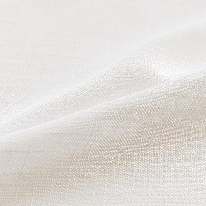 MYSKY HOME Natural Linen White Curtains 84 Inches Long, Semi Sheer Soft Cotton Window Drapes Set for Living Room Back Tab Elegant Cute Look Country Bedroom Curtains, 50" x 84", Beige, Pack-2-Ruum Studio Home
