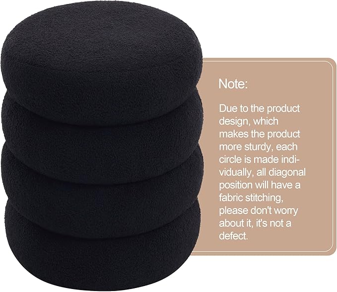ONEVOG 16 Inch Small Ottoman Foot Rest, Sherpa Storage Ottoman for Toys, Black Vanity Stool Soft Tufted Fabric Pouf, Footstool Seat for Living Room, Dorm, Bedroom-Ruum Studio Home