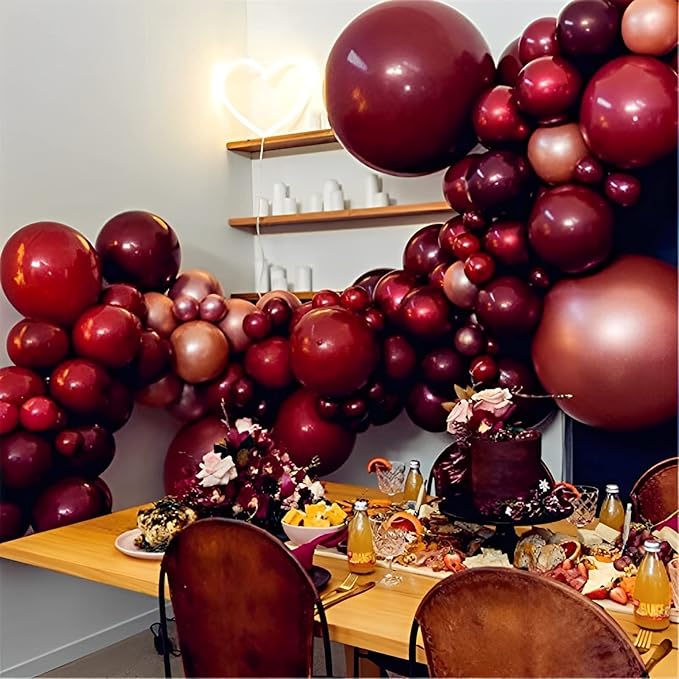 130pcs Burgundy Balloons Different Sizes 18" 12" 10" 5" Wine Red Balloons for Birthday Graduation Bride Baby Shower Wedding Decorations-Ruum Studio Home