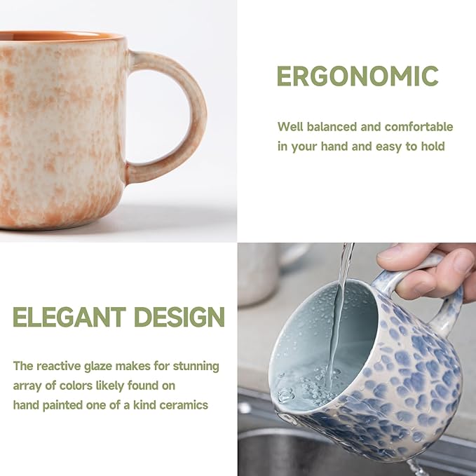 12 OZ Coffee Mugs Set of 4, Modern Ceramic Coffee Mugs Set with handle for Tea/Latte/Cappuccino/Milk/Cocoa.-Ruum Studio Home
