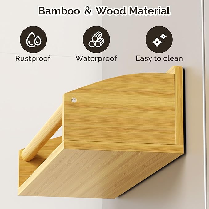 2 Pack Magnetic Spick Rack for Refrigerator, Fridge Organizer Shelf, Bamboo Wood-Ruum Studio Home