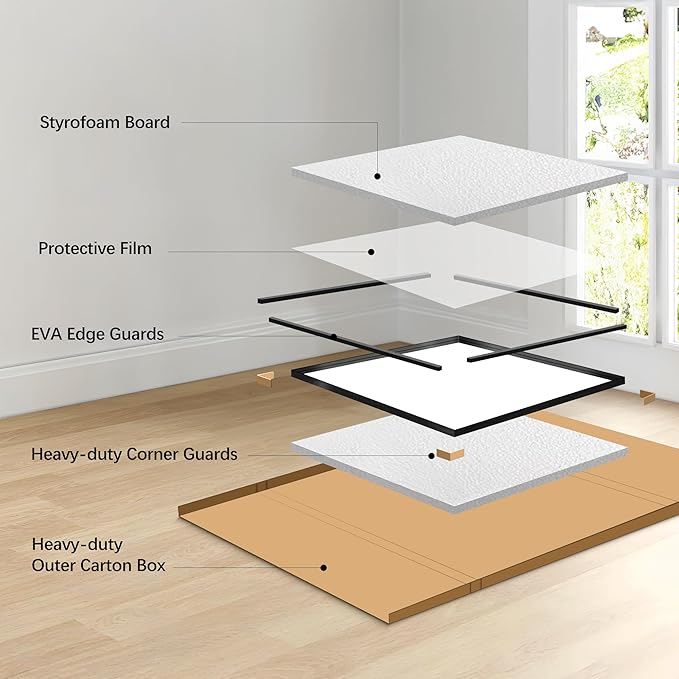 Black Bathroom Mirror, 42x42 Inch Rectangular Framed Mirror, Large Wall Mounted Bathroom Vanity Mirror Over Sink for Bedroom,Restroom, Living Room, Hangs Vertically or Horizontally-Ruum Studio Home