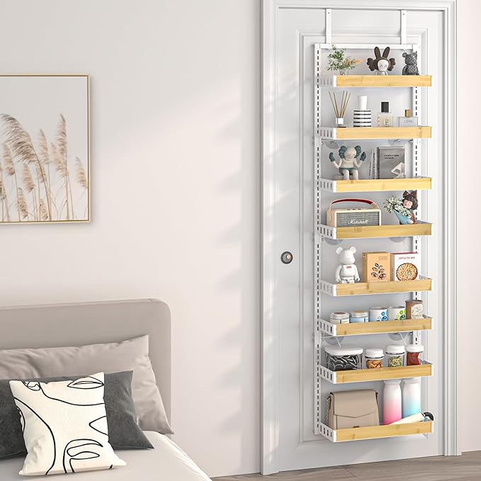 bukfen Over the Door Pantry Organizer 8-Tier Adjustable Basket Kitchen Pantry Door Organization and Storage, 2 in 1 Wall Mount or Hanging Heavy-Duty Metal Hanging Kitchen Spice Rack-Ruum Studio Home