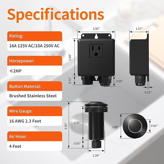 Joinfworld Garbage Disposal Air Switch Kit Waterproof Garbage Disposal Button Kit with Long Garbage Disposal Switch Oil Rubbed Bronze - UL Listed-Ruum Studio Home