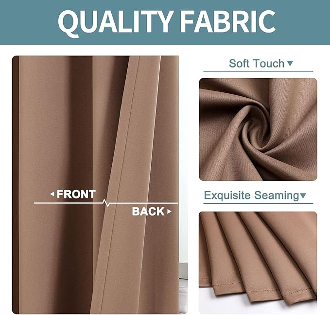 ChrisDowa Small Kitchen Valances for Windows - Grommet Short Thermal Insulated Room Darkening Window Valances Curtains for Living Room (2 Panels, Cappuccino, 52 x 18 Inch)