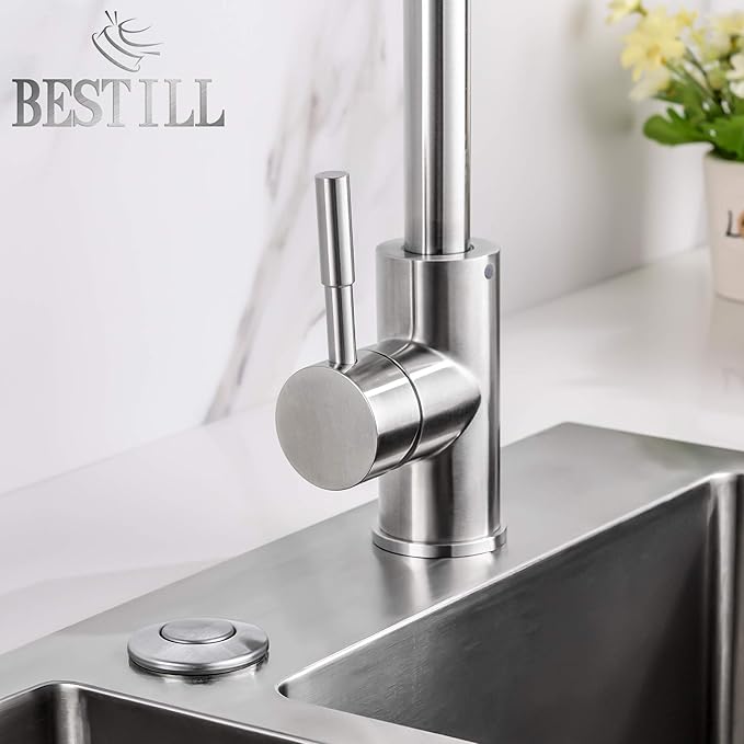 BESTILL Garbage Disposal Air Switch Kit - UL Listed, Cordless Sink Top Switch Button for Waste Disposer, 3.6" Long Push Button with Brass Cover, Brushed Nickel, Compatible with all Garbage Disposals-Ruum Studio Home