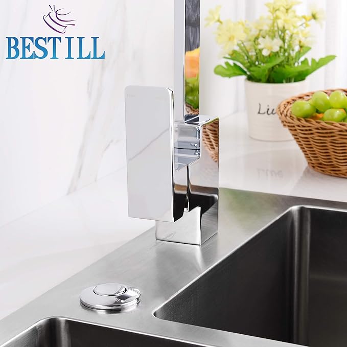 BESTILL Garbage Disposal Air Switch Kit - UL Listed, Cordless Sink Top Switch Button for Waste Disposer, 3.6" Long Push Button with Brass Cover, Polished Chrome, Compatible with all Garbage Disposals-Ruum Studio Home