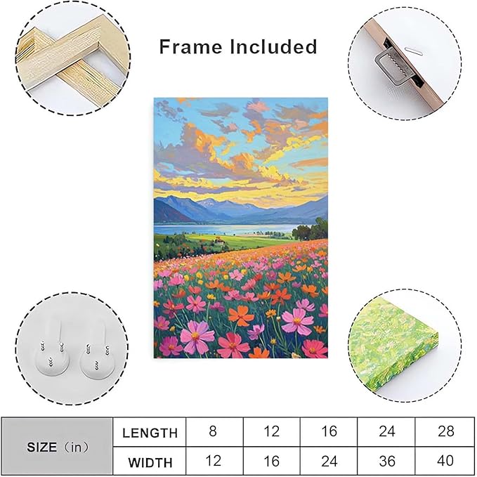 Colorful wildflowers field scenery poster artwork wall decoration wildflowers everywhere wall painting suitable for bedroom home office-Ruum Studio Home