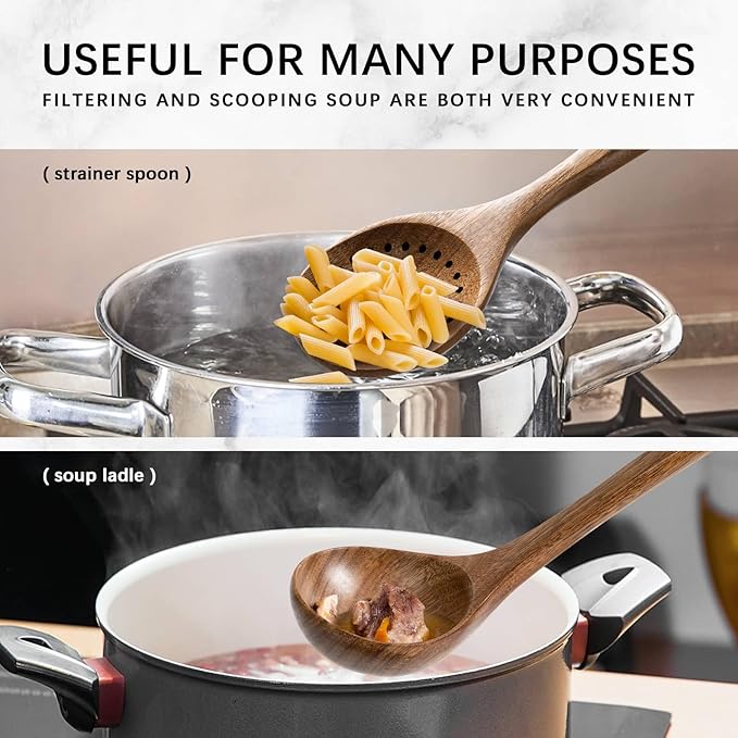 Wooden Spoons for Cooking, Nonstick Cooking Utensil Set with 8 Piece Acacia Wooden Spatulas and Spoons for Cooking, Terrific for Everyday Kitchen Tasks-Ruum Studio Home