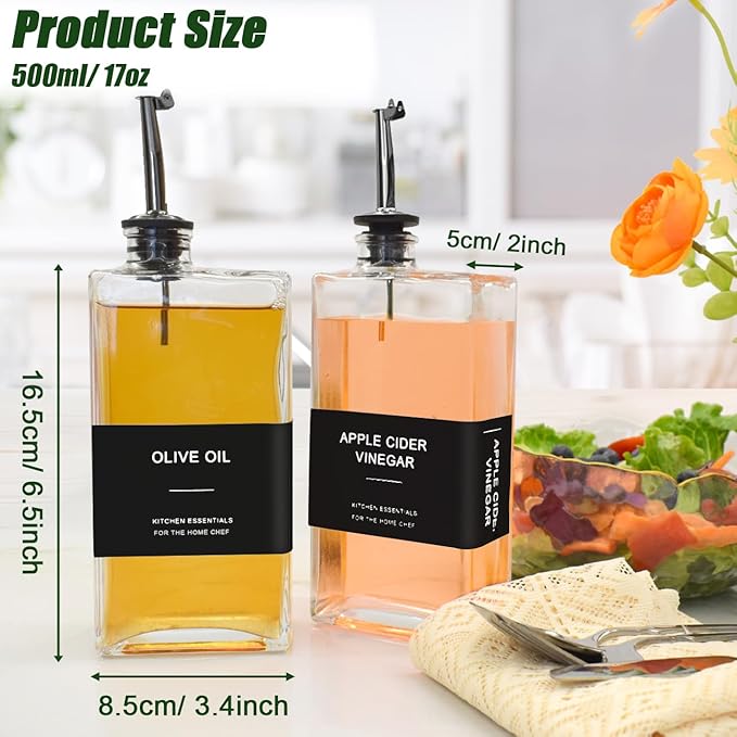 Olive Oil Dispenser Bottle for Kitchen,17 oz Oil and Vinegar Dispenser Set, Cooking Oil Dispenser, Glass Container, Coffee Syrup Bottles-Ruum Studio Home