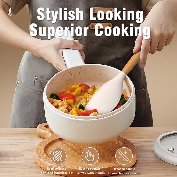 Silicone Cooking Utensils Set - Silicone Kitchen Utensils for Cooking Wooden Handles, 446°F Heat Resistant Kitchen Utensil Spatula Sets w Holder, Gadgets for Non-Stick Cookware BPA FREE (Khaki)-Ruum Studio Home
