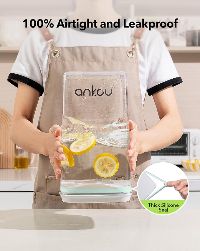 Ankou Airtight Food Storage Container with Pop Lid & 130ml Scoop, 4L/4.2qt *4 BPA-Free Cereal, Rice, Flour, Pasta & Snack Container, Stackable & Durable,Kitchen Pantry Organizer-Ruum Studio Home