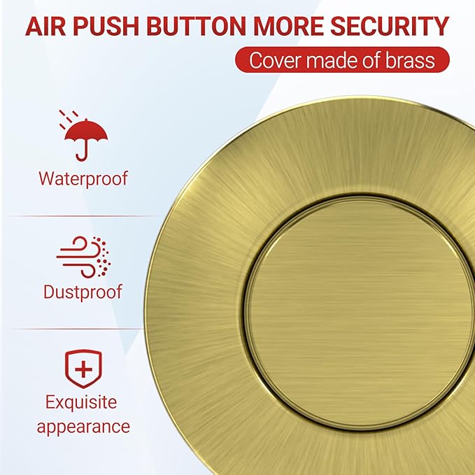 APIELE Garbage Disposal Air Switch Kit, Sink Top Push Button Switch for Food Waste Disposer, UL Listed 3.6" Long On/Off Air Button (Matte Rose Gold)-Ruum Studio Home