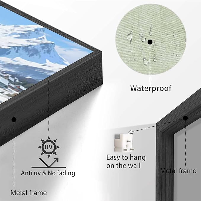 Winter lakeside town and snowy scenery merge together to form a landscape poster wall art suitable for living room bedroom and office-Ruum Studio Home