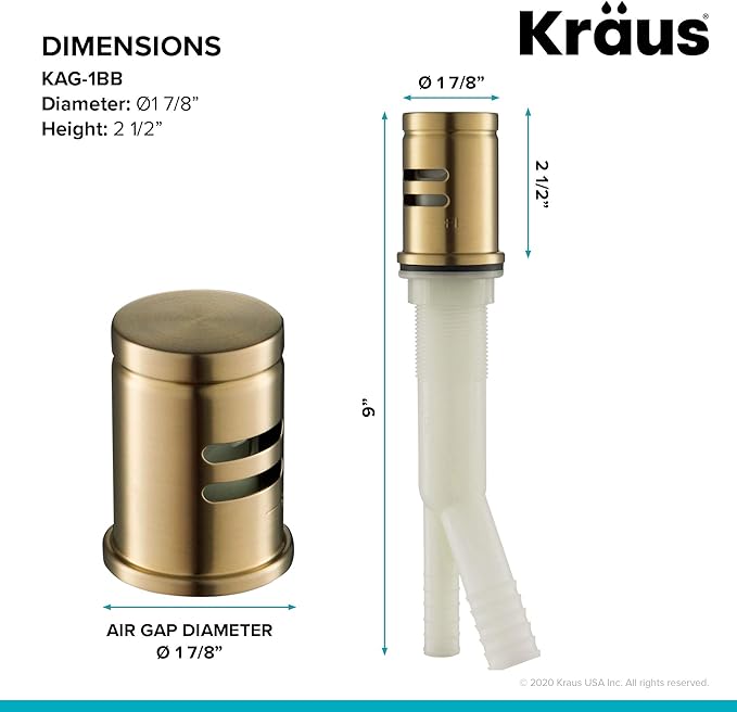 KRAUS Dishwasher Air Gap in Brushed Brass, KAG-1BB-Ruum Studio Home