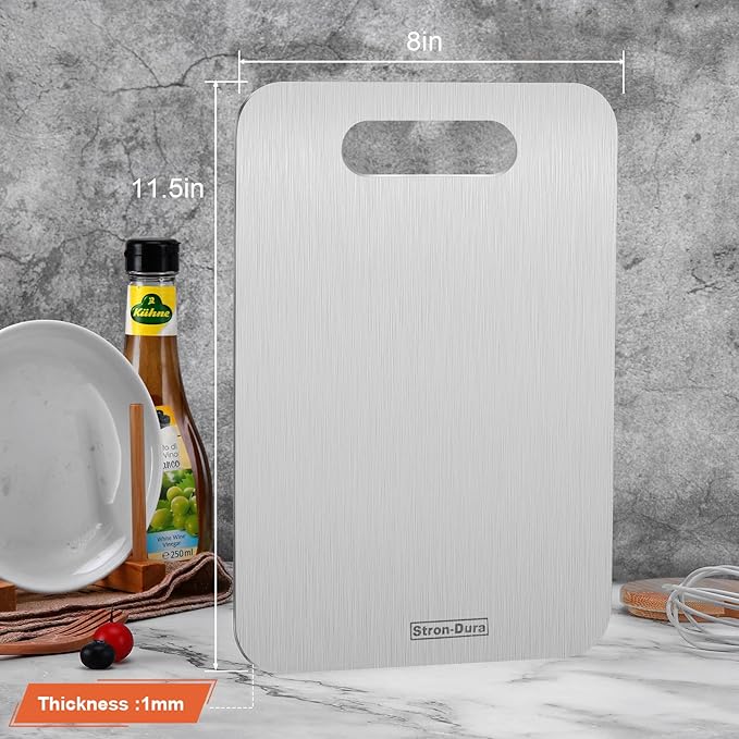 Stron- Dura Cutting Board - 304 Food Grade Stainless Steel Cutting Boards for Kitchen- for cutting Meat, Fruit, Vegetables, Outdoor or Indoor 11.5" X 8" (1, Small)-Ruum Studio Home