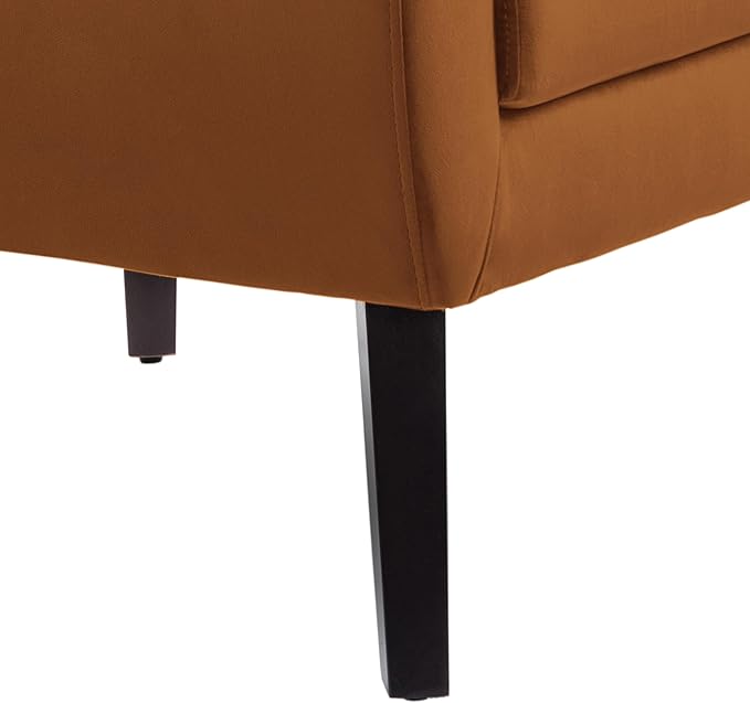 UIXE Accent Chair, Velvet Upholstered Armchair for Living Room, Modern Club Arm Chairs Comfy Single Sofa Button Tufted Bedroom Reading Seat - Orange, Set of 1-Ruum Studio Home