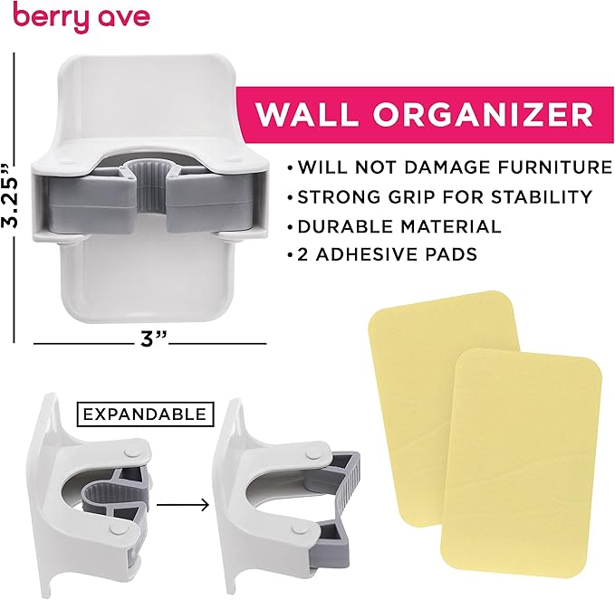 Combo 5 Slot Broom Holder w/ 1 Self Adhesive Mop Gripper No-Drilling, Wall Mount Tool Organizers For Kitchen, Garage, Laundry Room- Anti-Slip Hanger For Brooms, Mops, Rakes, Dustpans (Grey / White)-Ruum Studio Home