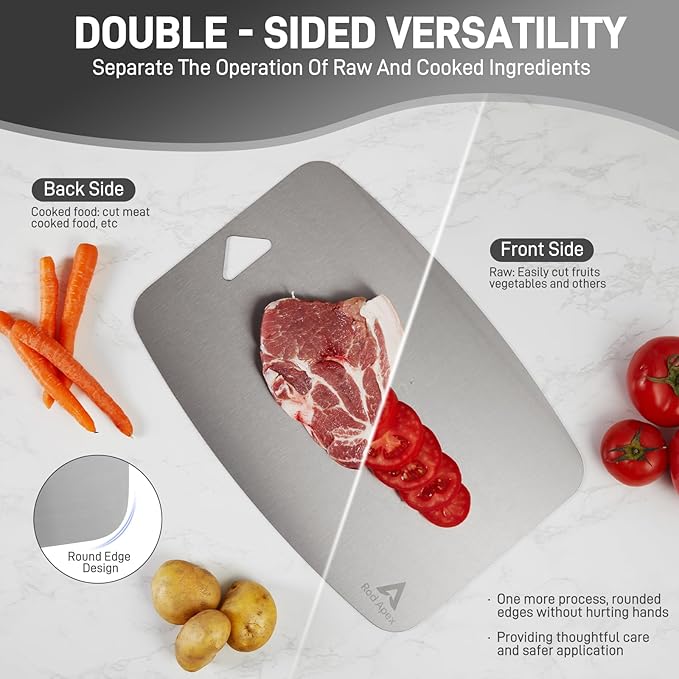 100% Pure Titanium Cutting Board, Non-Toxic Chopping Board For Kitchen, Rubber Mat, Double-Sided Pure Titanium Cutting Board for Kitchen (14"x10").-Ruum Studio Home