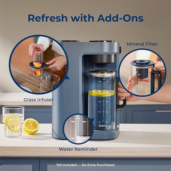 Bluevua RO100ROPOT-Lite(UV) Countertop Reverse Osmosis Water Filter System, 7-Stage Purification with UV and Remineralization, 3:1 Pure to Drain, Portable Water Purifier (Blue)-Ruum Studio Home