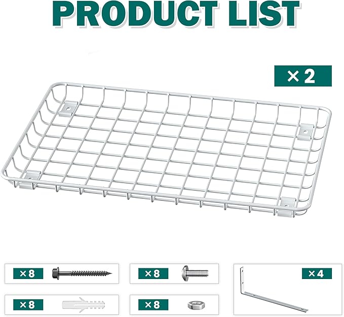 EVERHANGER Garage Wall Shelves 12x18 Inch, Wall Mounted Storage Shelf, Metal Shelf Rack, Heavy-Duty Shelf Organizer 2 Pack, White-Ruum Studio Home
