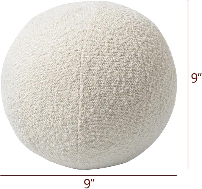 KINWELL Sherpa Swivel Barrel Chair & Round Ball Pillow Set - 34" Wide Modern Boucle Accent Chair with 9” Matching Nordic Decorative Throw Pillow for Living Room and Bedroom(Cream)-Ruum Studio Home