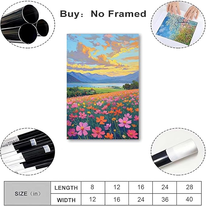 Colorful wildflowers field scenery poster artwork wall decoration wildflowers everywhere wall painting suitable for bedroom home office-Ruum Studio Home