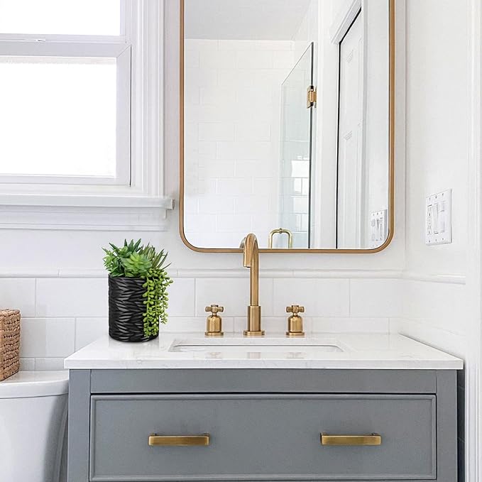 Artificial Succulents in Pots Faux Succulents Plants Fake Succulent Arrangement Potted Plants with Black Ceramic Vase for Office Desk Bathroom Shelf Living Room Indoor Home Decor Large-Ruum Studio Home