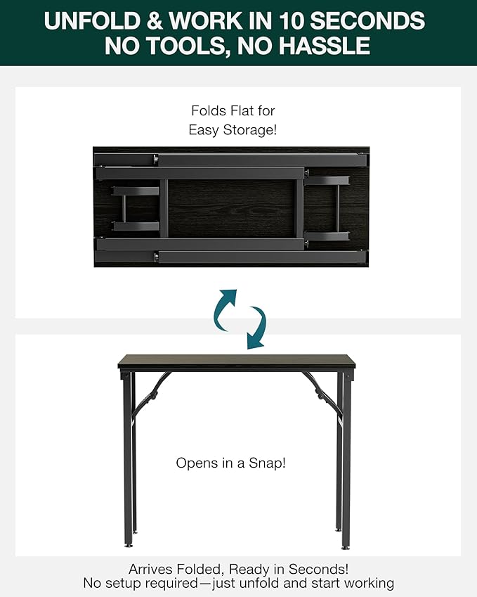 Frylr Small Folding Computer Desk β Portable 35.8 Inch Foldable Laptop Table, Collapsible and Compact for Easy Storage and Fast Setup, Lightweight for Small Spaces, Craft and Study Use, Dark Oak