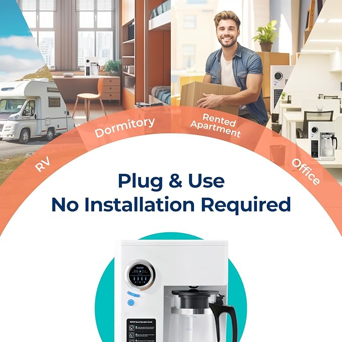 Bluevua RO100ROPOT-UV Reverse Osmosis System Countertop Water Filter - 6 Stage Purification with UV and Remineralization, Counter RO Filtration, Portable Water Purifier-Ruum Studio Home