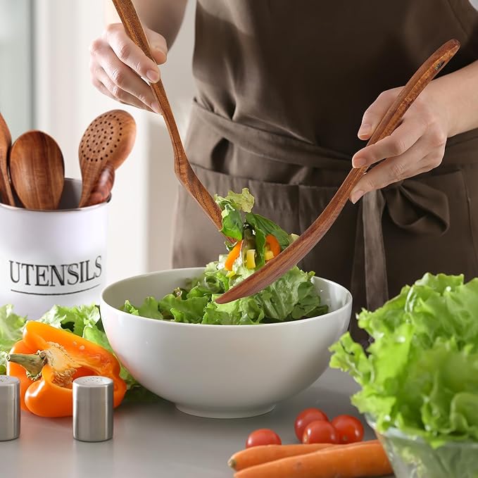 Zulay Kitchen 6-Piece Wooden Cooking Spoons Set – Heat-Resistant, Smooth Teak Utensils with Comfort Grip – Lightweight & Durable – Easy to Clean, Perfect for Non-Stick Cookware-Ruum Studio Home