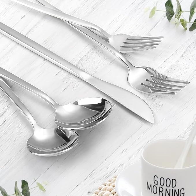 Silverware Set, KassKa 20 Pieces Flatware Cutlery Set, Stainless Steel Utensils Set Spoon Fork Knives Set for Home Restaurant and Kitchen, Mirror Polished Finished, Service for 4-Ruum Studio Home