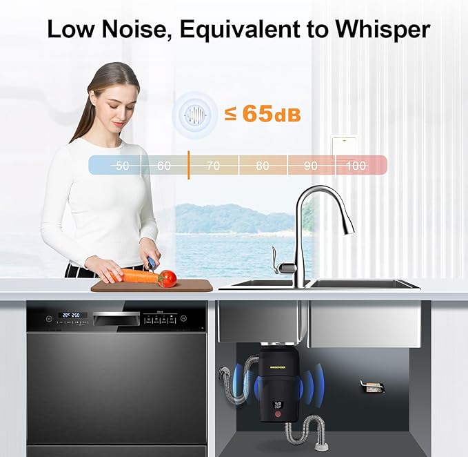 A400 Garbage Disposal 1/2 HP for Kitchen Sink, Small Fit Food Waste Disposer Fast Continuous Feed Stainless Steel Grinding, Quietness, Ease of Installation, Corded, Powerful Drainage Half Horsepower-Ruum Studio Home