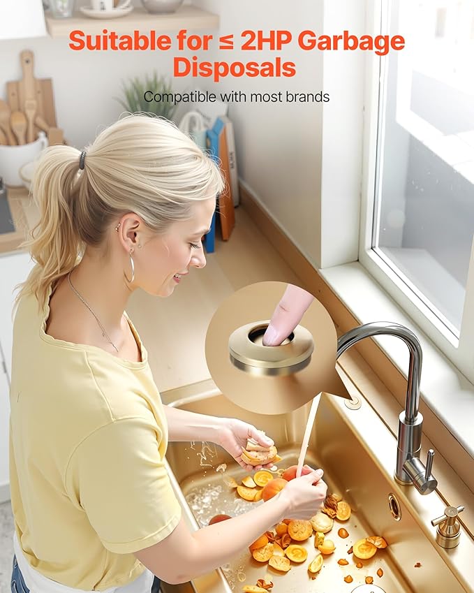 VEVOR Garbage Disposal Air Switch Kit, 2.5" Sink Top Air Switch for Food Waste Disposal, Brushed Gold Stainless Steel ON/OFF Air Button for Waste Disposer - Suitable for Stainless Steel Countertops-Ruum Studio Home