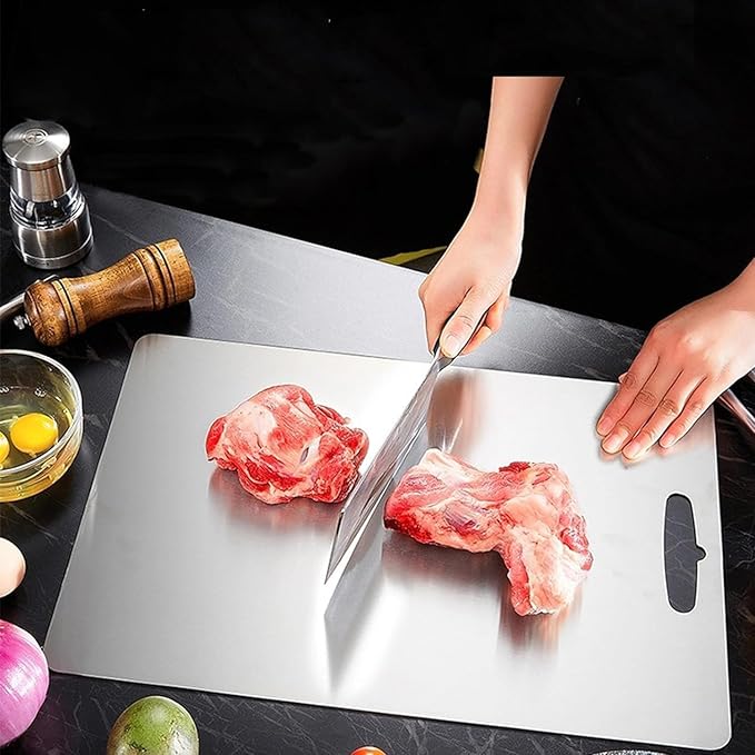 Titanium Cutting Board, New Titanium Cutting Board, Top, 100% Pure Titanium Cutting Boards for Kitchen, Healthy Premium Dual-Sided Chopping Board for Fruit, Meat, Vegetable. (Medium - 14" x 10")-Ruum Studio Home