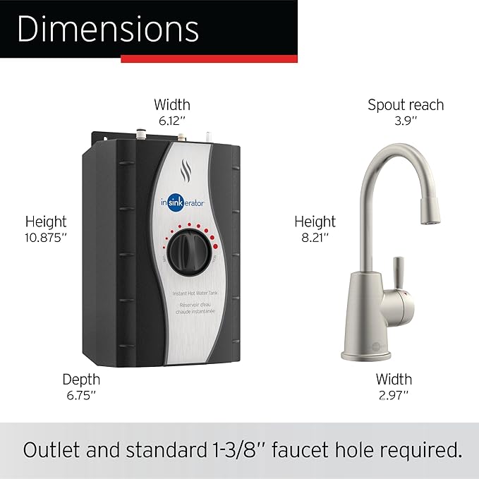 InSinkErator HOT250 Instant Hot Water Dispenser System, Single-Handle Faucet in Satin Nickel with 2/3-Gallon Stainless Steel Tank, H250SN-SS-Ruum Studio Home