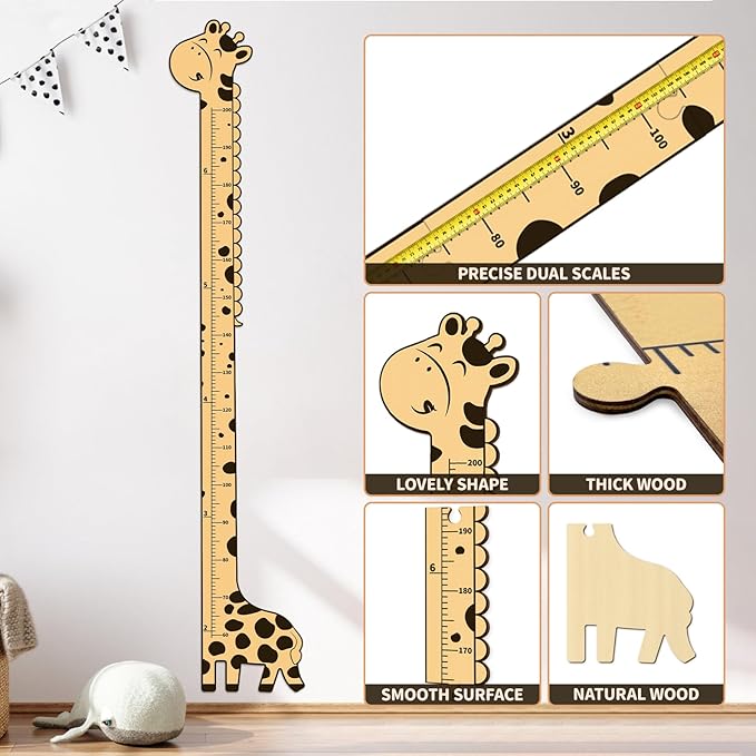 Wooden Growth Chart for Kids,Giraffe Height Chart for Boy Girls,Measuring Board for Kids Height,for Child's Room,Nursery Decor Decoration Wall Art (giraffe)-Ruum Studio Home
