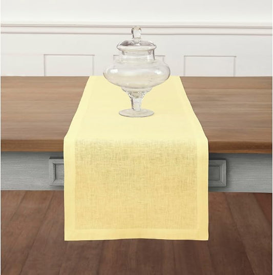 Solino Home Linen Yellow Table Runner 120 Inches Long - 100% Pure Linen 14 x 120 Inch Table Runner - Fete-Ruum Studio Home