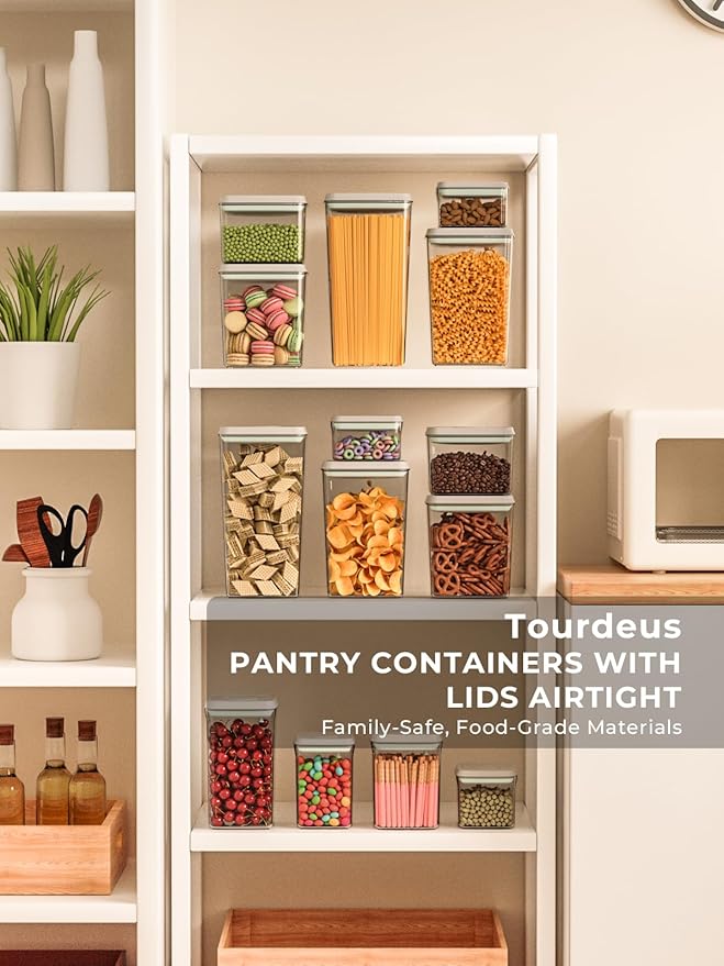Pop Storage Set – 4 Pack Airtight Food-Grade Containers with Lids, BPA-Free, with Measurement Marks for Flour, Sugar, Pantry Organization-Ruum Studio Home