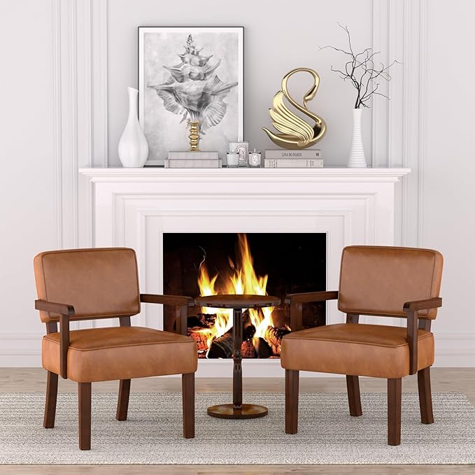 Accent Chair, PU Leather Living Room Chairs Oversize with Soft Seat and Armrests for Living Room Dinning Room Bedroom Reading Room Waiting Room-Ruum Studio Home