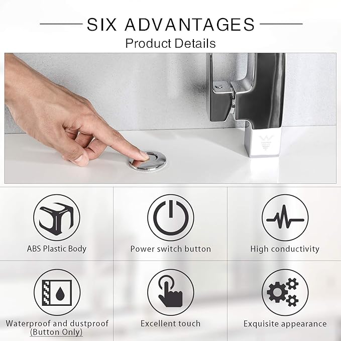 Garbage Disposal SinkTop Air Switch Kit with Long Button,Brass Made Cover,Chrome-Ruum Studio Home