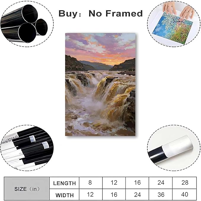 The surging waterfall scenery in the canyon is suitable for posting in the living room bedroom and office landscape posters-Ruum Studio Home