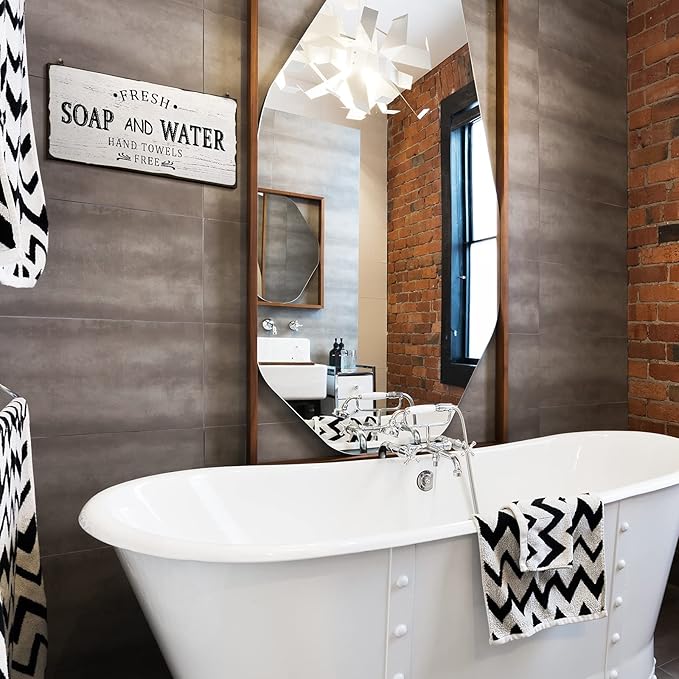 Jetec Farmhouse Bathroom Decor, Fresh Soap and Water Sign Vintage Bathroom Wood Plaque Rustic Wall Decor for Wall Art Decoration Restroom(Classic)-Ruum Studio Home