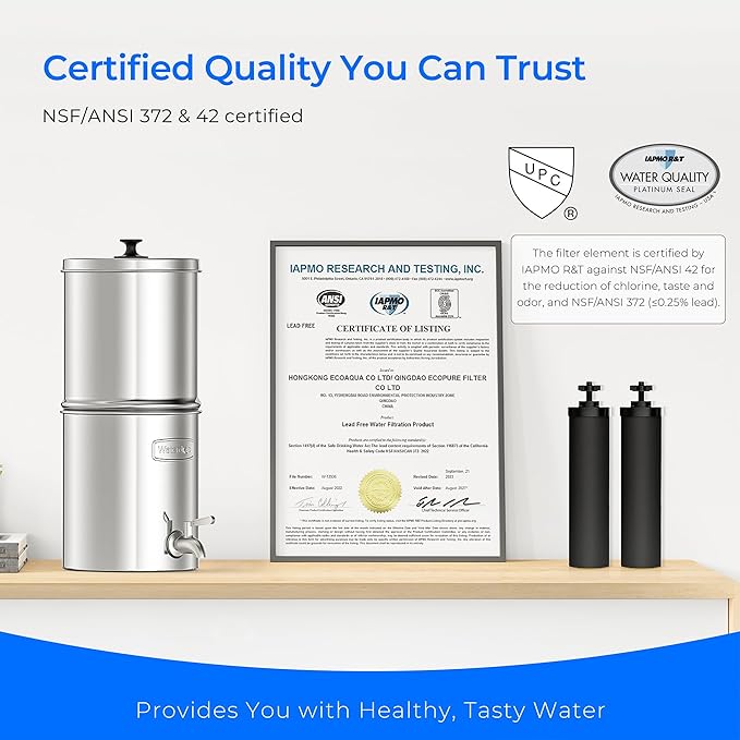 Waterdrop 2.25G Gravity-fed Water Filter System, with Silver Ions Enhanced Filtration with 2 Black Carbon Filters and Metal Spigot-Ruum Studio Home