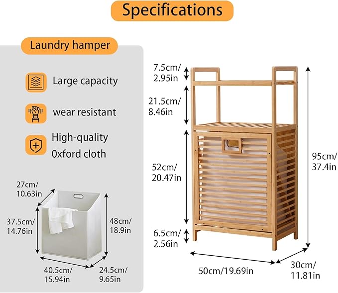 Laundry Hamper with 2-Tier Shelves & Tilt Out Basket, Laundry Baskets Organizer Hampers Bathroom Storage Shelf for Laundry Room, Bathroom, Nursery, Bedroom, Guest Room, Closet (2 Tier - Large)-Ruum Studio Home