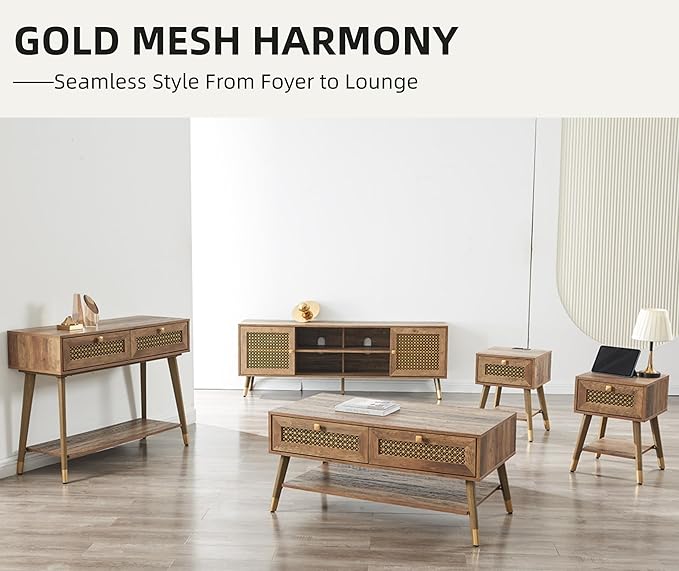 Narrow Sofa Table with Two Drawers and Shelf, Modern Style Wooden Console Table for Living Room, Entryway, Hallway, Rustic Oak-Ruum Studio Home